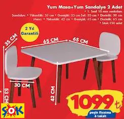 OFİS BAZAAR YUM MASA+YUM SANDALYE 2 ADET